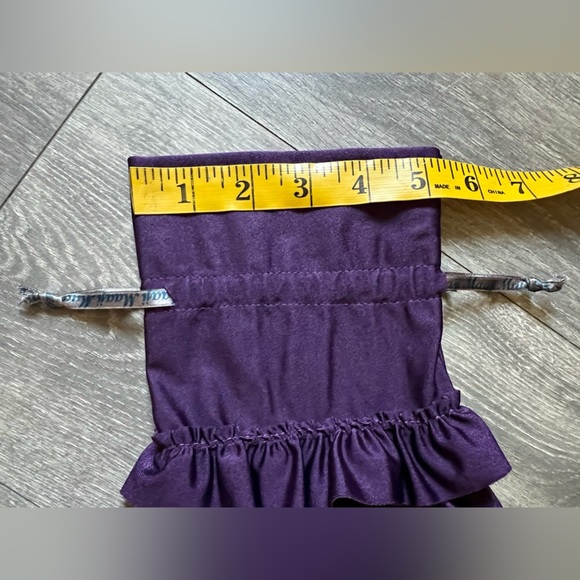 Maaji Royal Purple Ruffled Discreet Drawstring Mini Accessory Bag / Coin Pouch. - Picture 3 of 4
